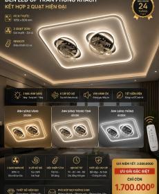đèn ốp trần led 2 quạt hình vuông tối giản 6178