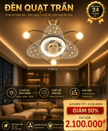 đèn quạt trần led hình cánh hoa 6767