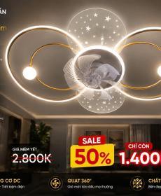 đèn quạt trần led 2 vòng đối xứng 6615