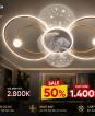 đèn quạt trần led 2 vòng đối xứng 6615